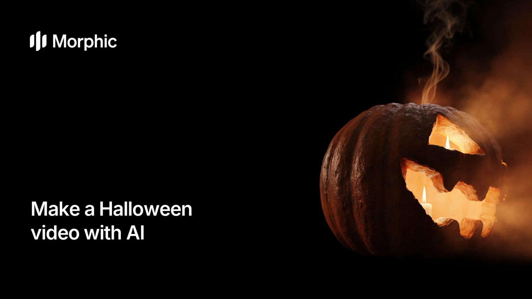 How to make a Halloween video with AI: a carved jack-o'-lantern glowing in orange haze on black