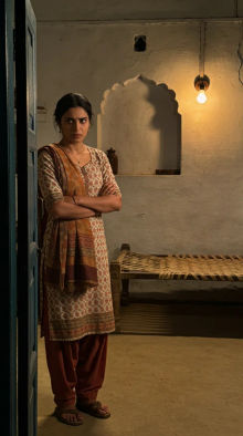 Finished vertical episode frame with the line in हरियाणवी