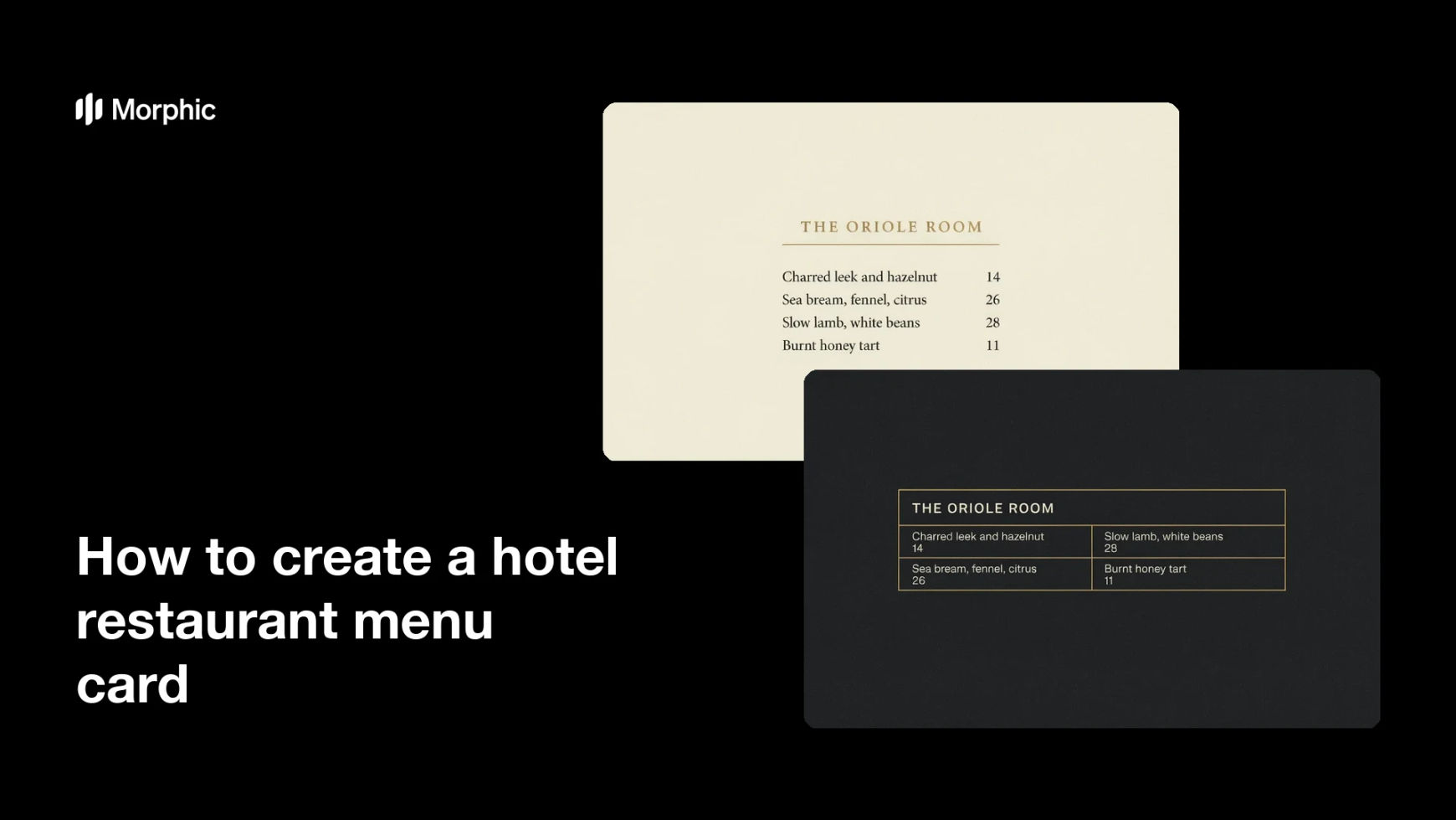 How to create a hotel restaurant menu card