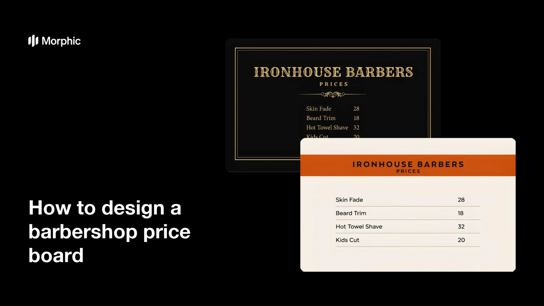How to design a barbershop price board