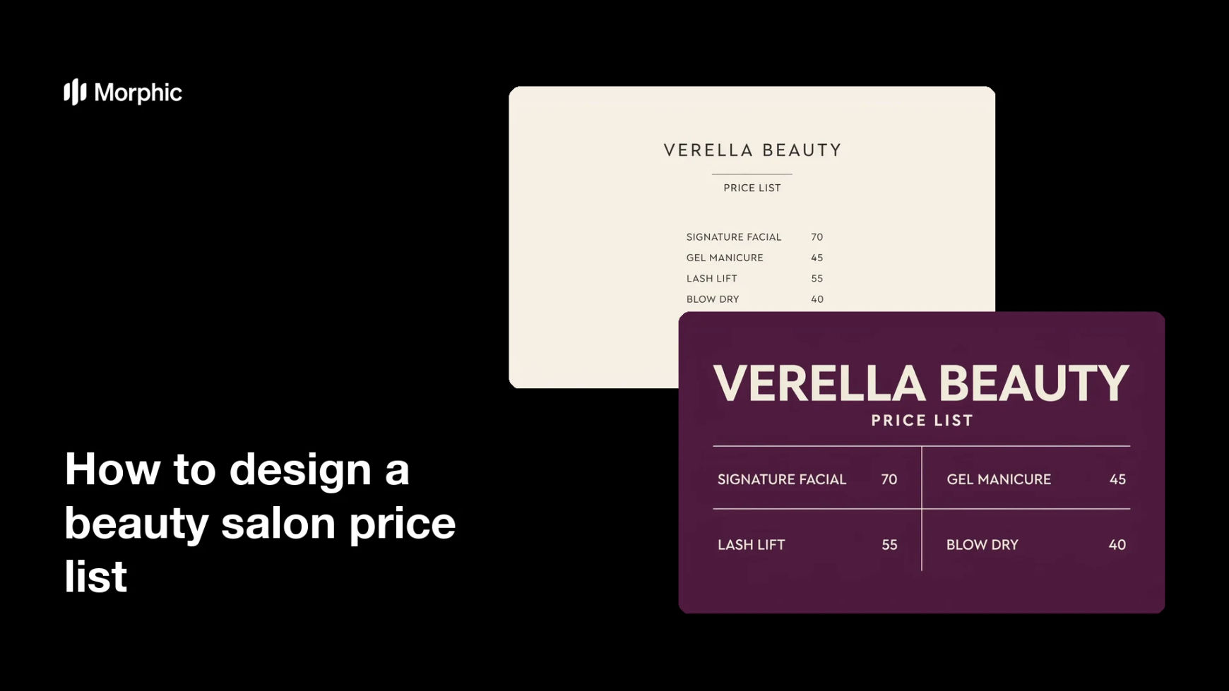 How to design a beauty salon price list