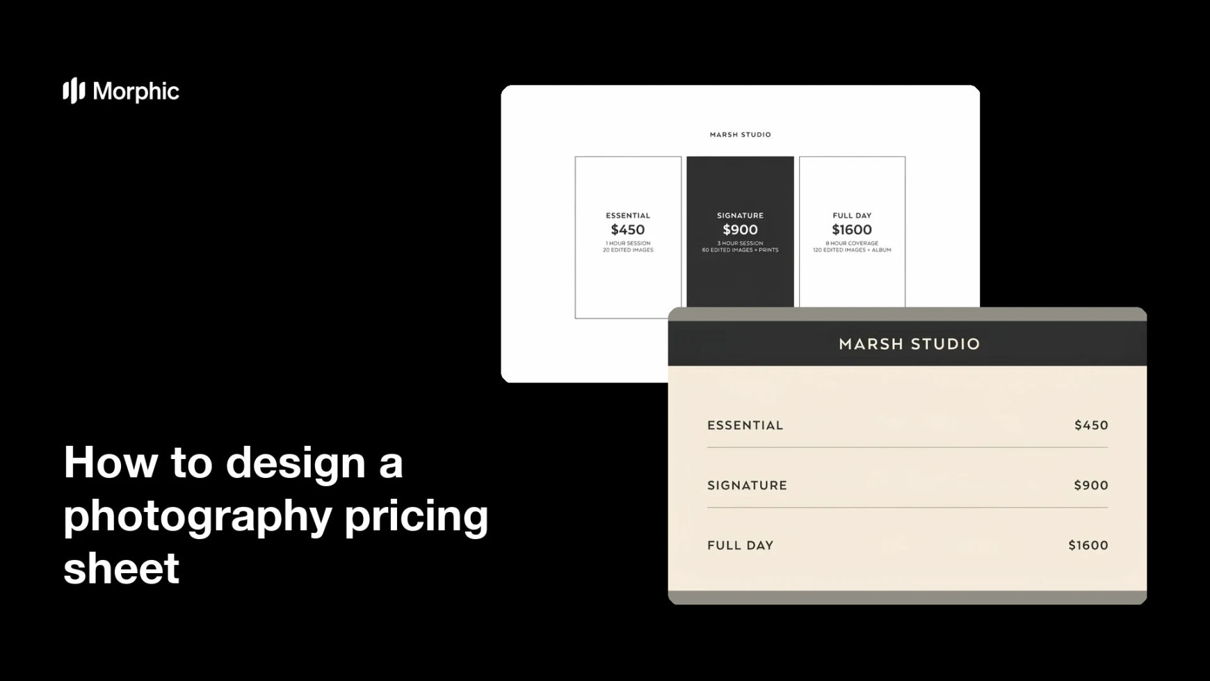 How to design a photography pricing sheet