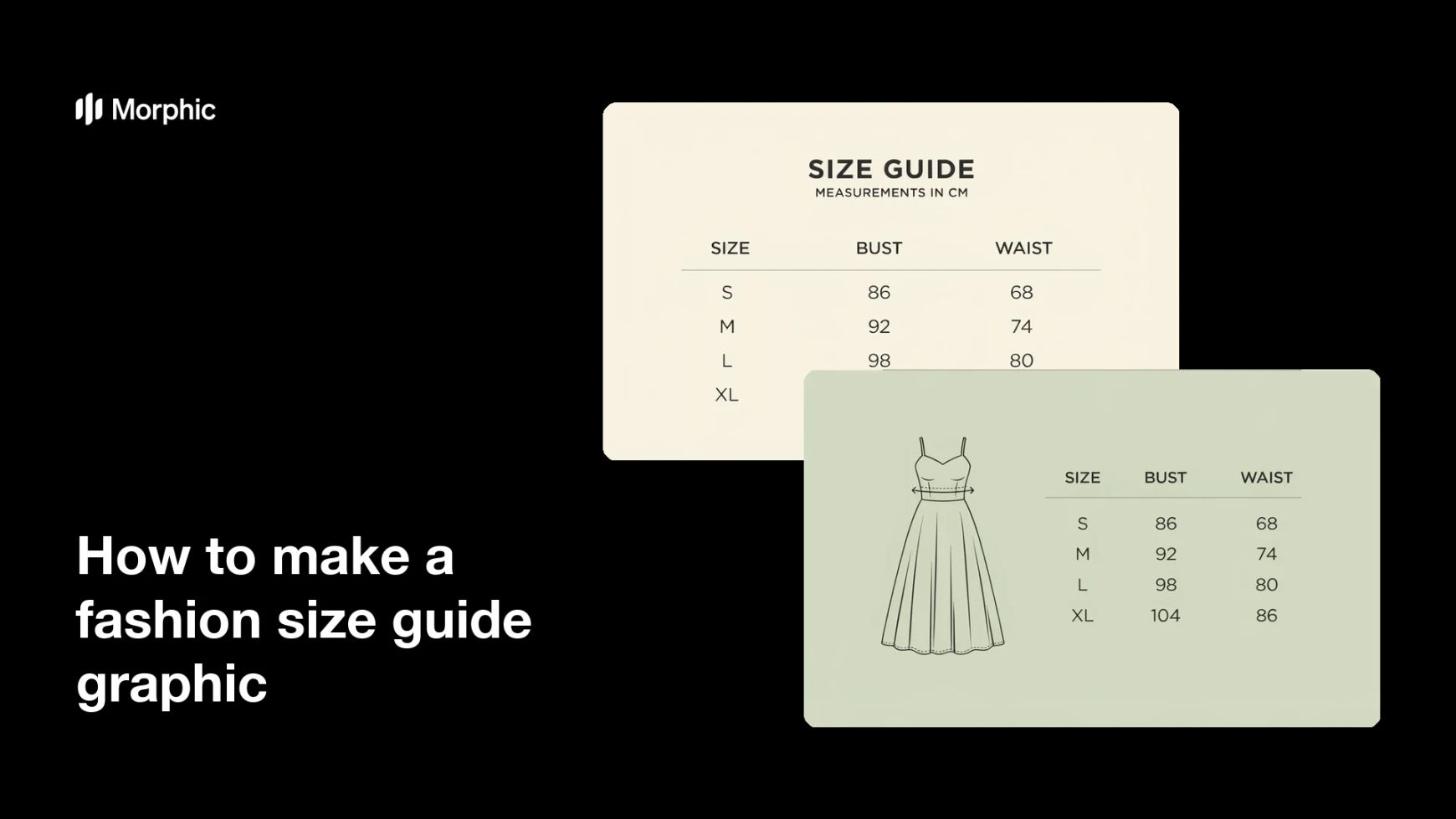 How to make a fashion size guide graphic