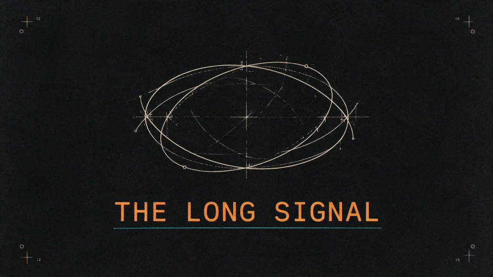 A title sequence built from orbital diagrams and monospace credits on black