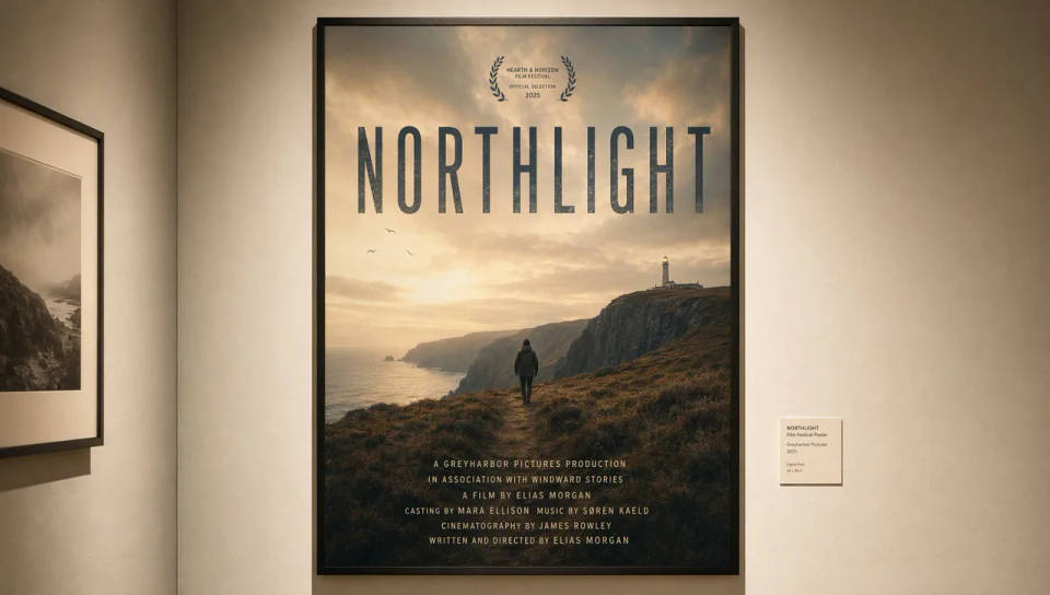 Filmfestival-Plakat mit der Überschrift NORTHLIGHT und einem vollständigen Credit-Block in kleiner Schrift darunter