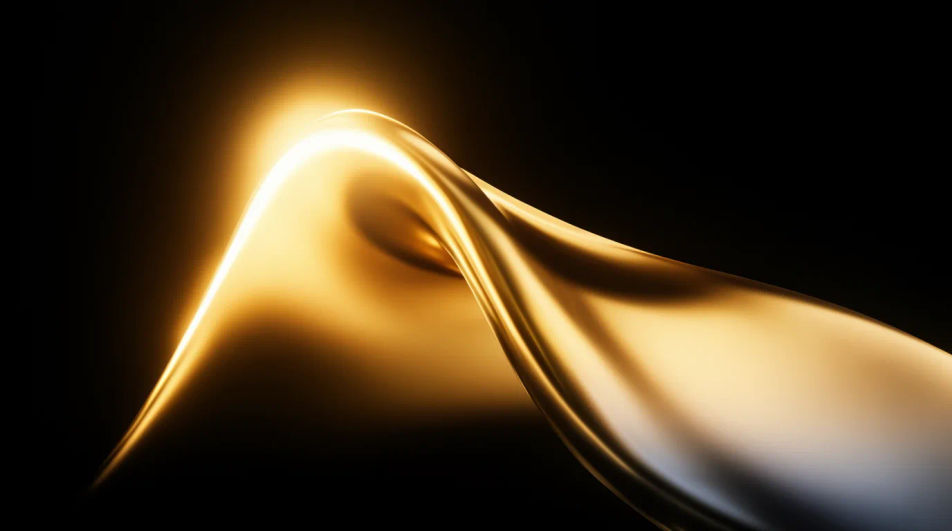 A smooth ribbon of golden light rising to one bright crest and settling