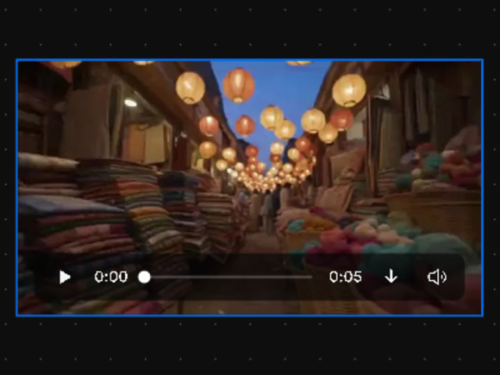 A video clip selected on the Morphic canvas, outlined in blue
