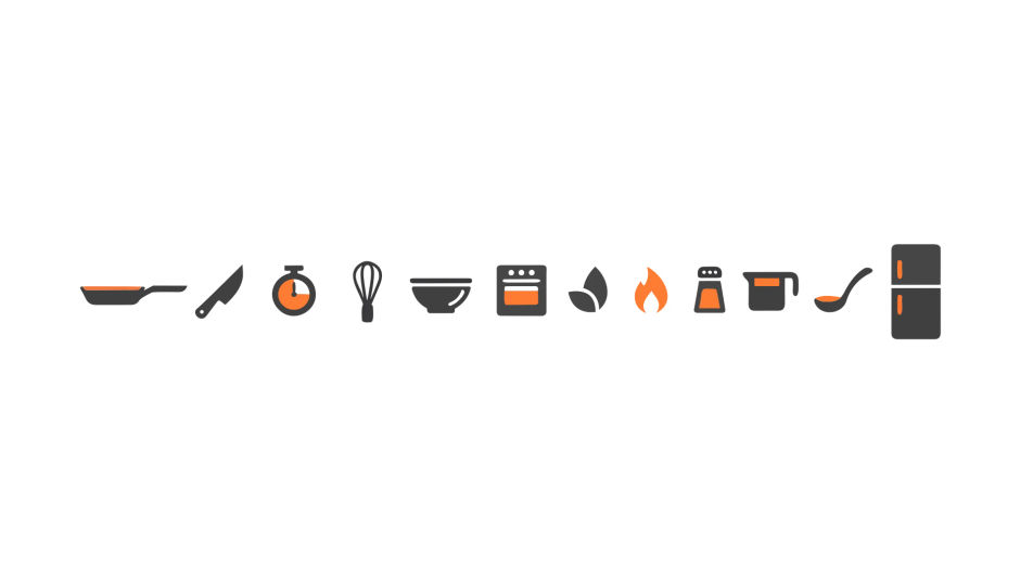A row of twelve matching filled cooking icons drawn as an SVG