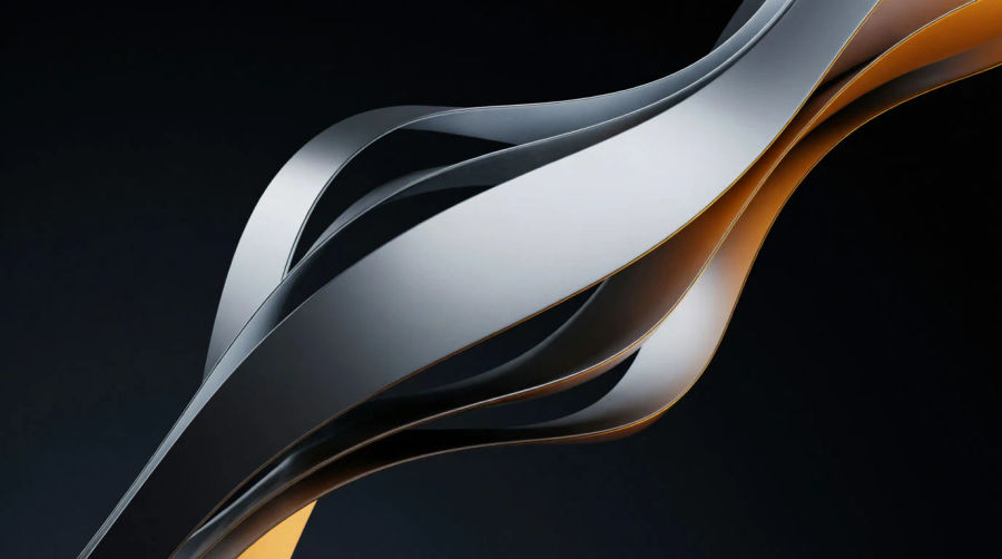 A ribbon of light splitting into parallel ribbons that stay in step