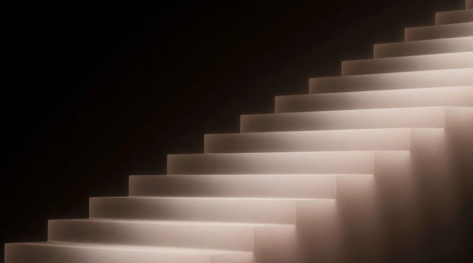 A clean ascending series of luminous steps receding into depth