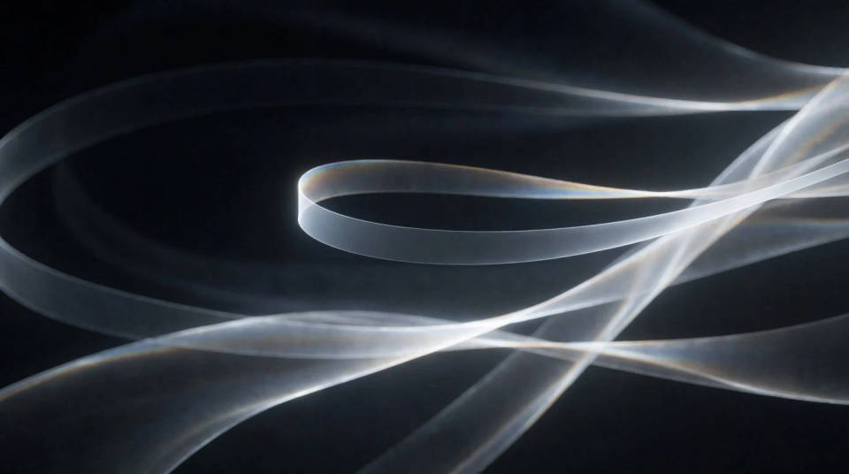 A single ribbon of light threading unbroken through separate bands of darkness