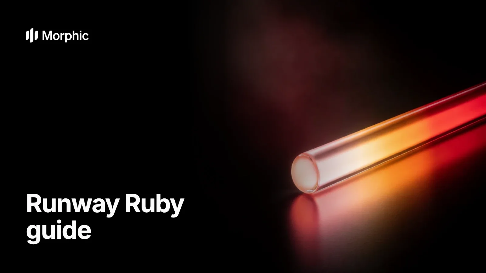 Runway Ruby guide on Morphic, deep red light blooming through darkness
