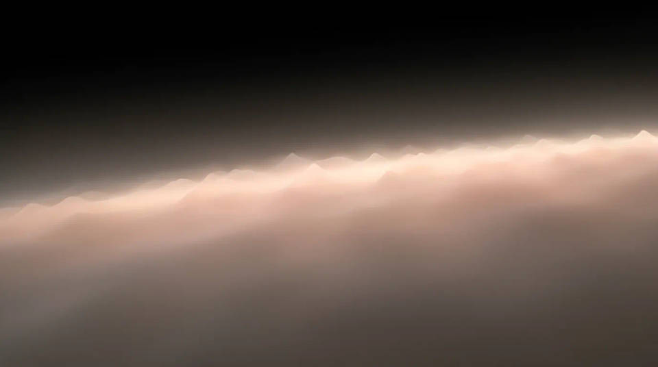 A long horizon line of soft light stretching into depth like a slow waveform