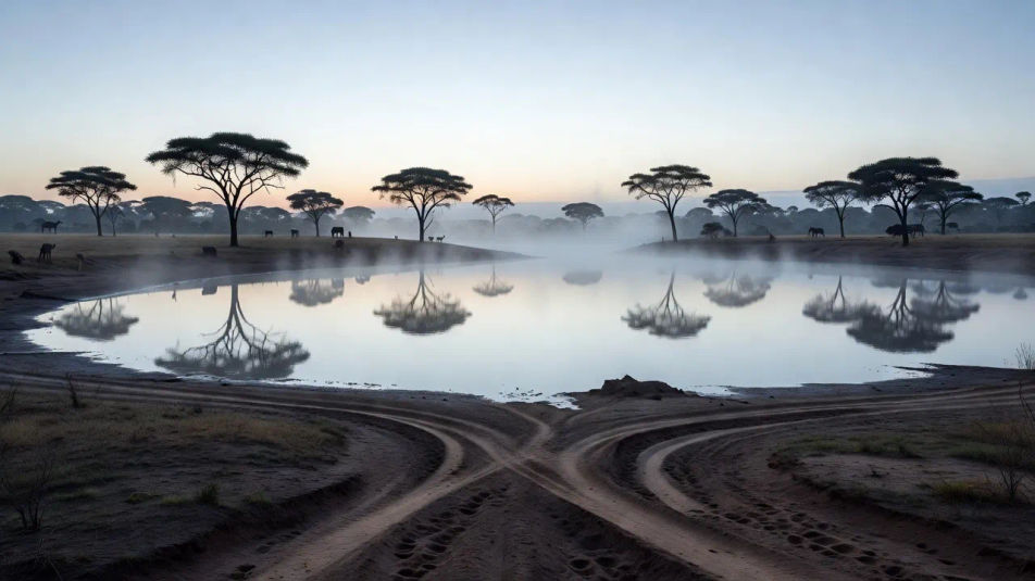 Wasserstelle im Morgengrauen