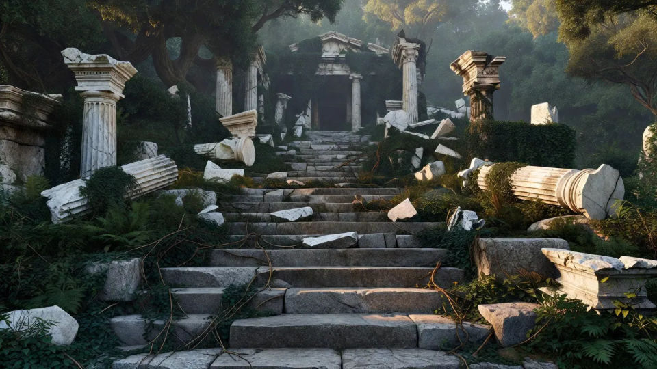 Ruined temple approach