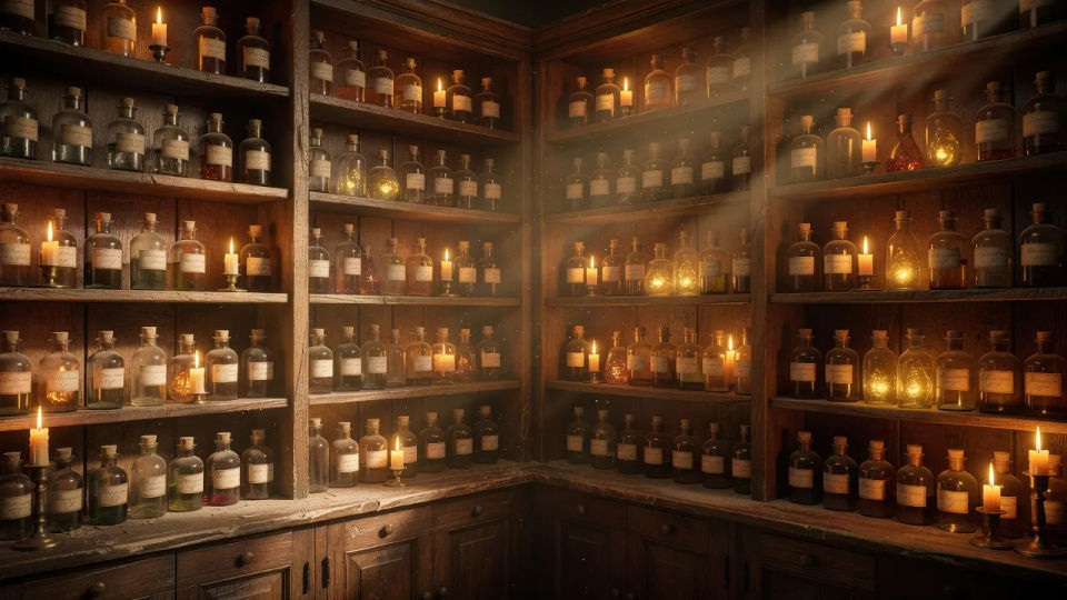 Shopfront potion shelves
