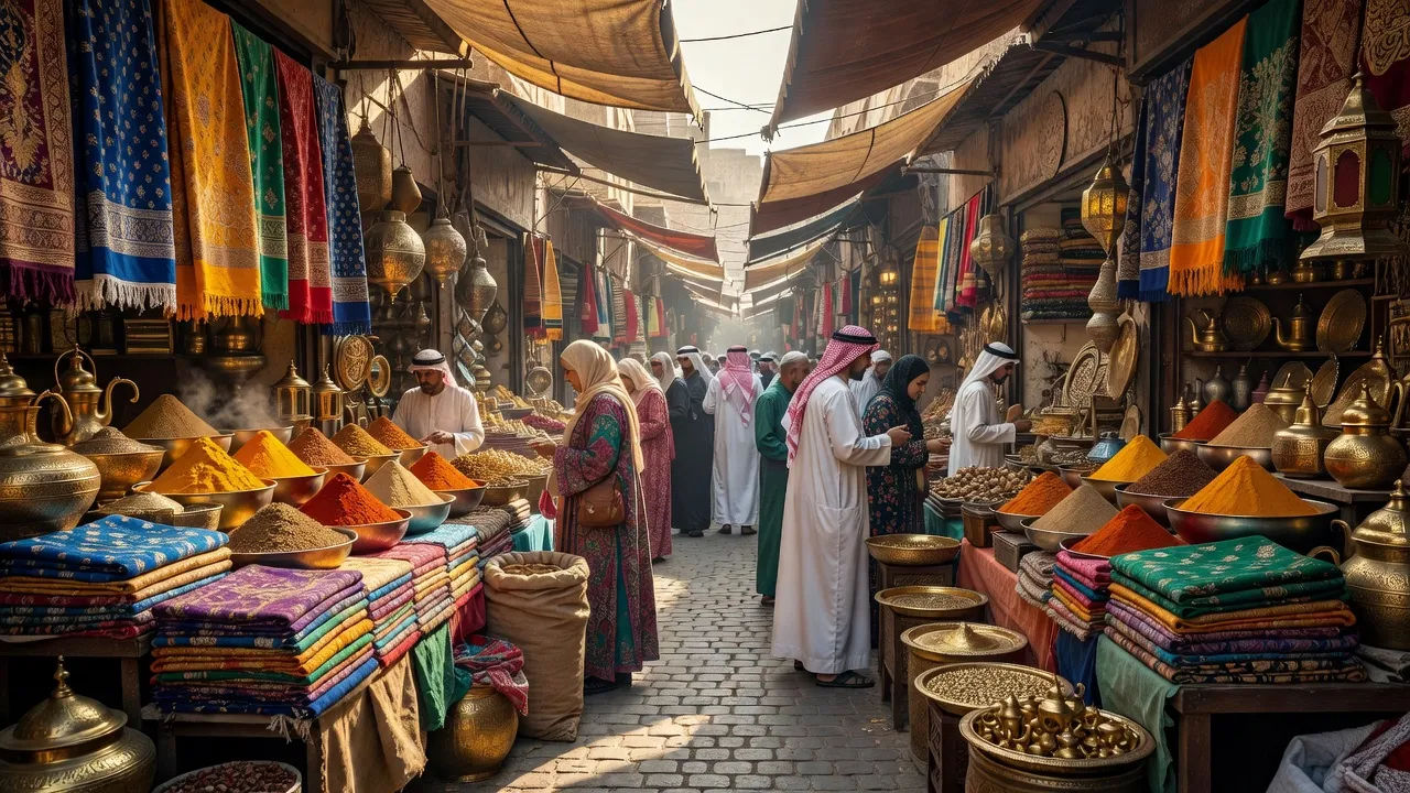 Bustling stall row