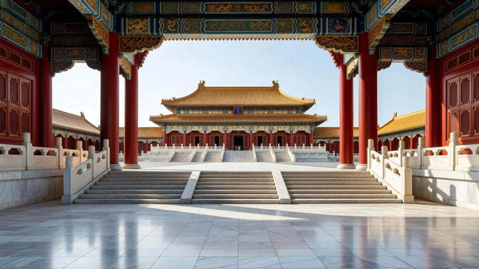 Grand courtyard approach