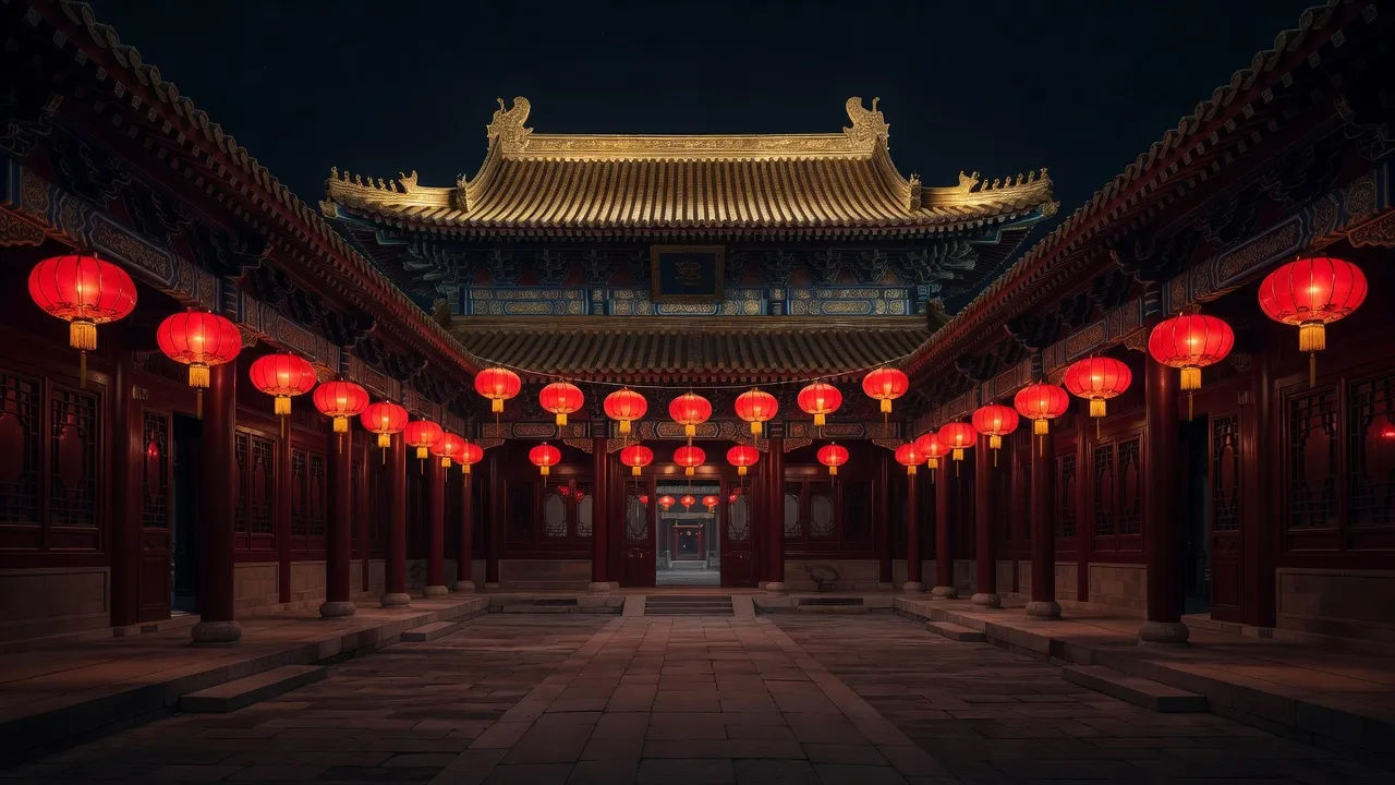 Night lantern courtyard