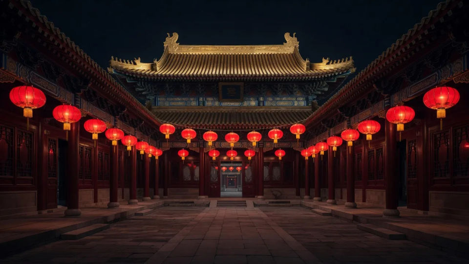Night lantern courtyard