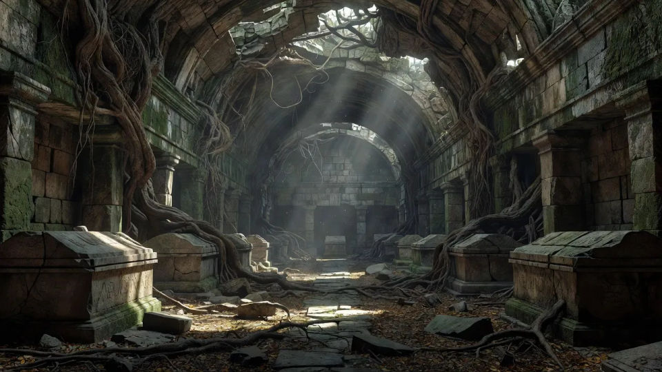 Root-broken burial hall