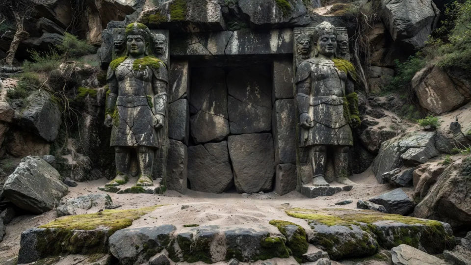 Guarded tomb entrance