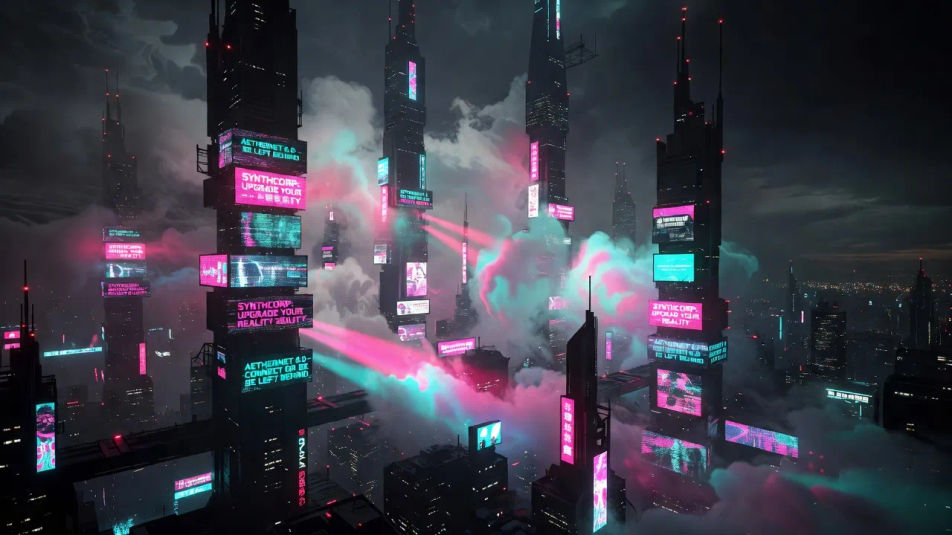 Megacity skyline at night