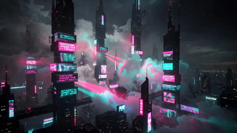 Megacity skyline at night