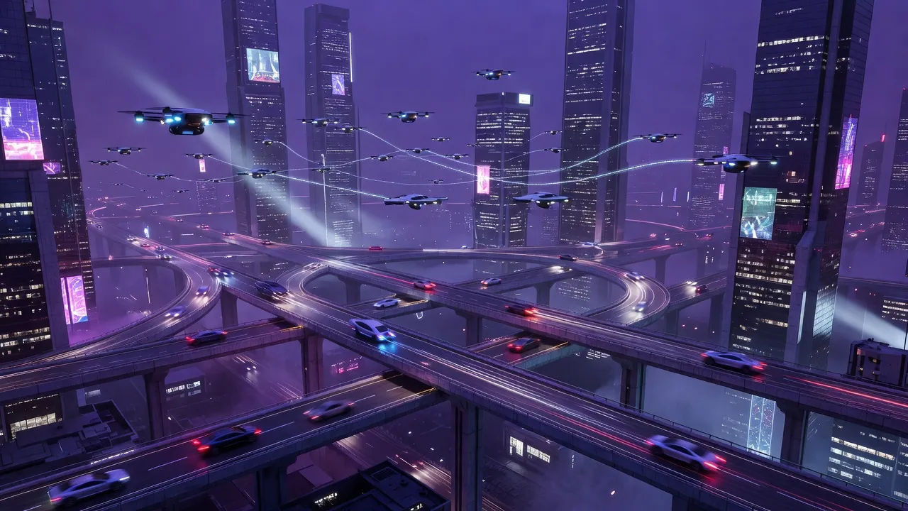 Elevated highway interchange