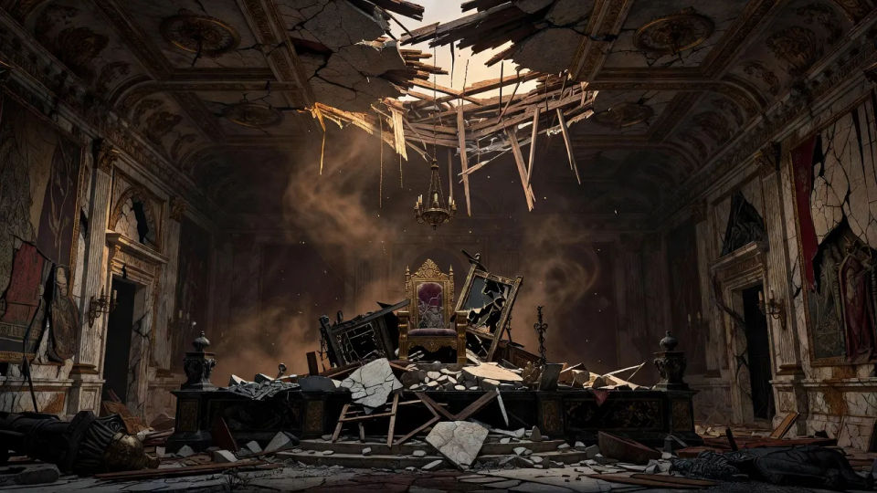 Ruined dais at dusk