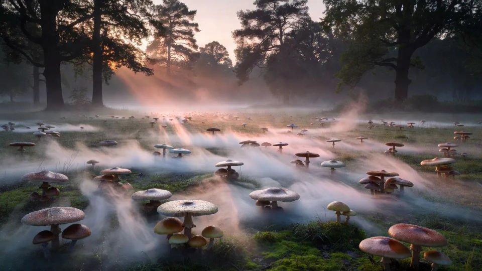Misty dawn clearing