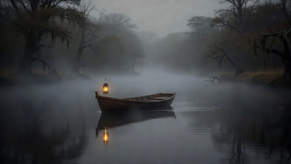Lantern skiff crossing