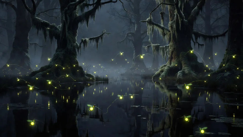 Firefly-lit shallows