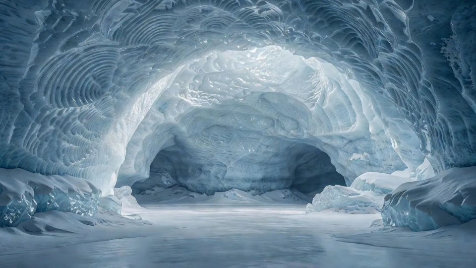 Glacier ice cavern panorama
