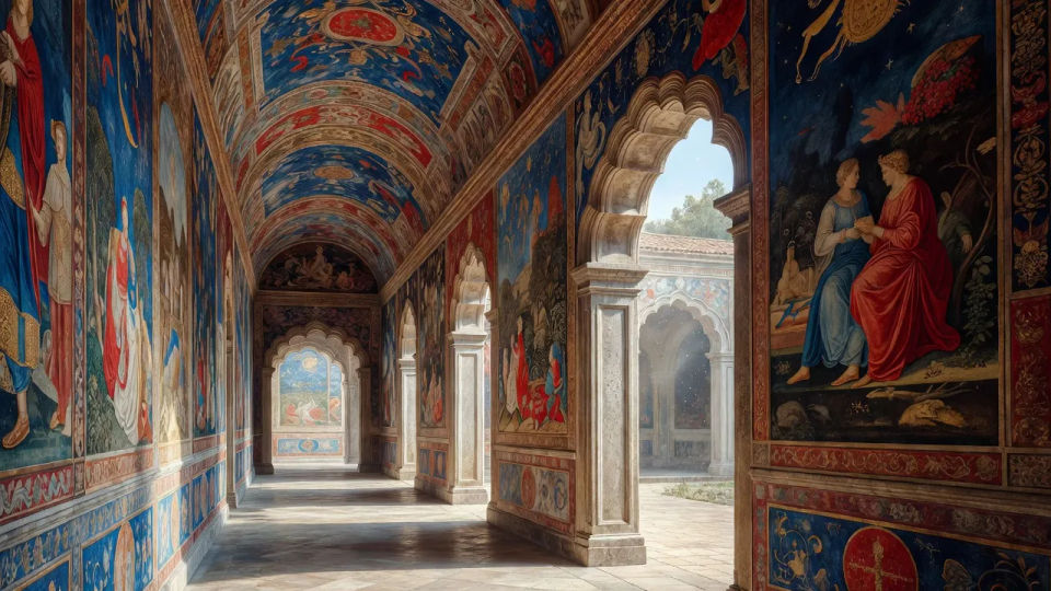 Fresco gallery corridor