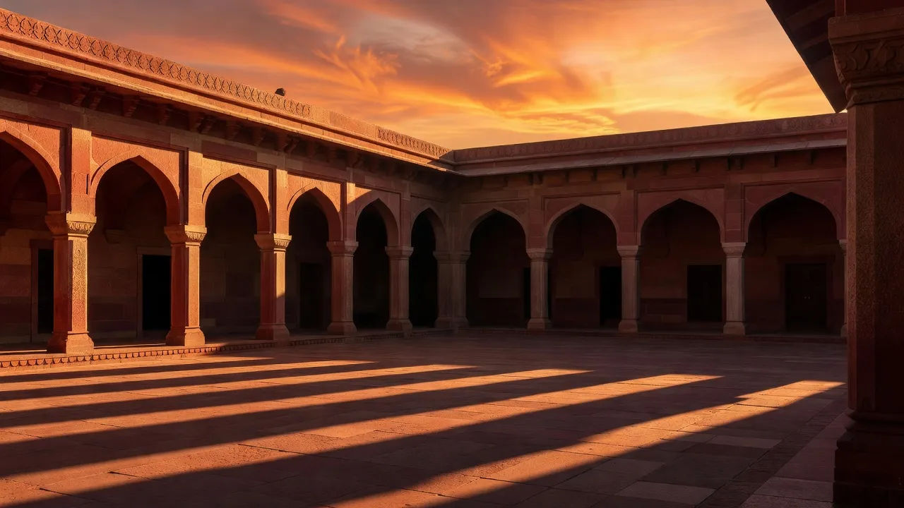 Sunset over the arcade