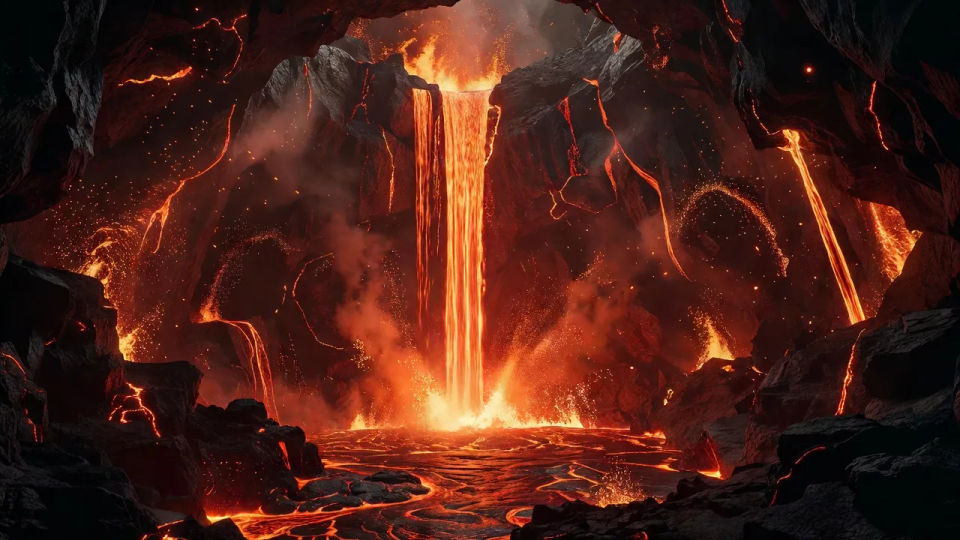 Lava fall chamber
