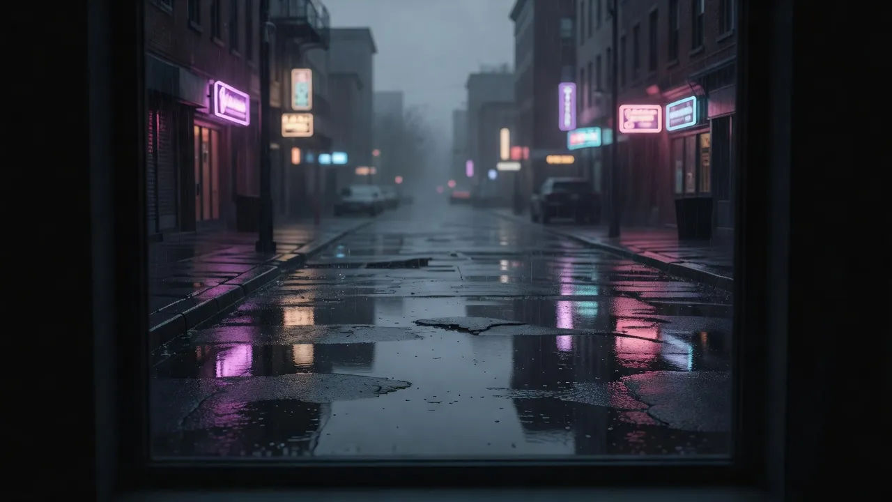 Late night city window