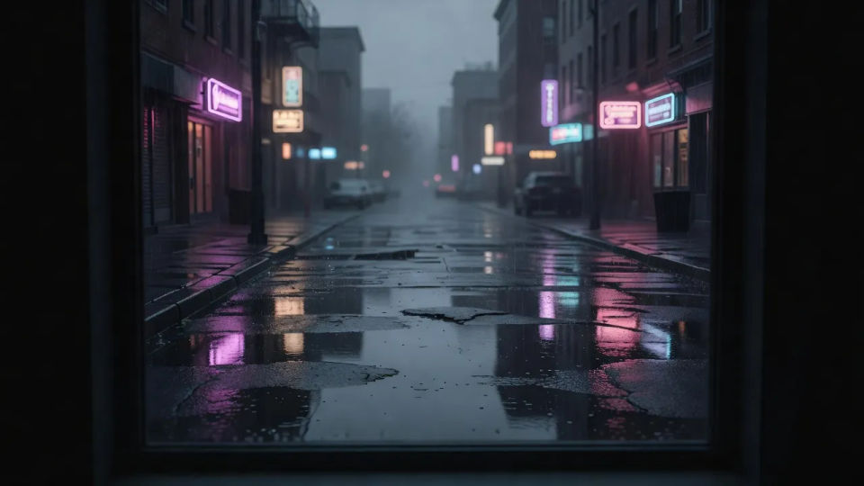 Late night city window