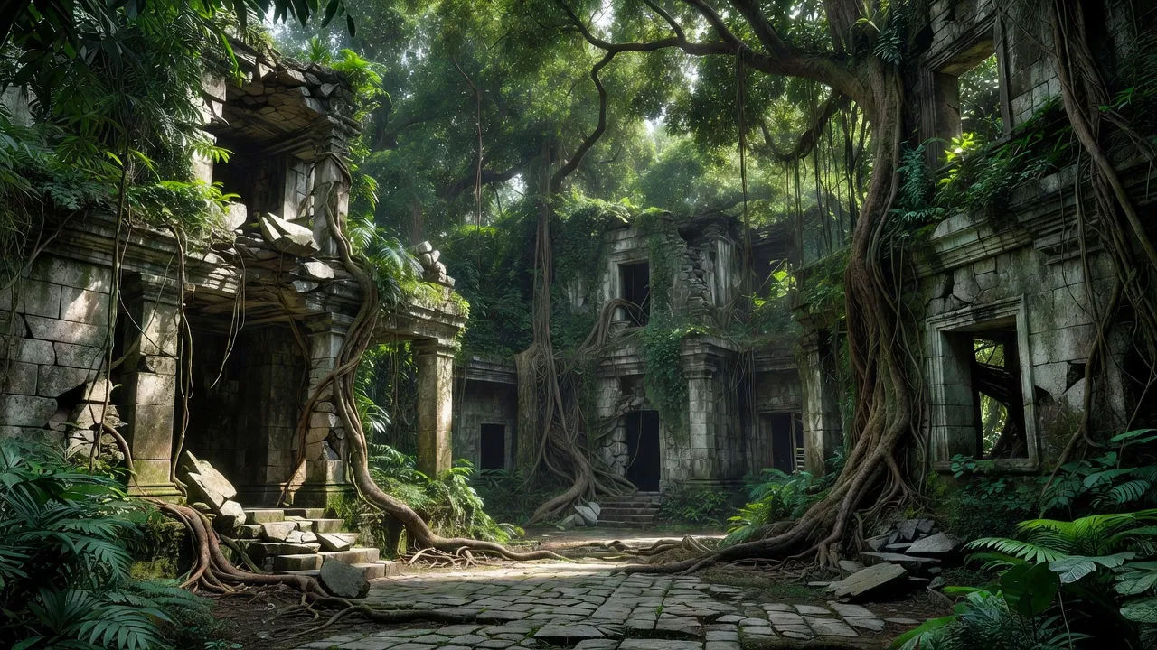 Root-choked courtyard