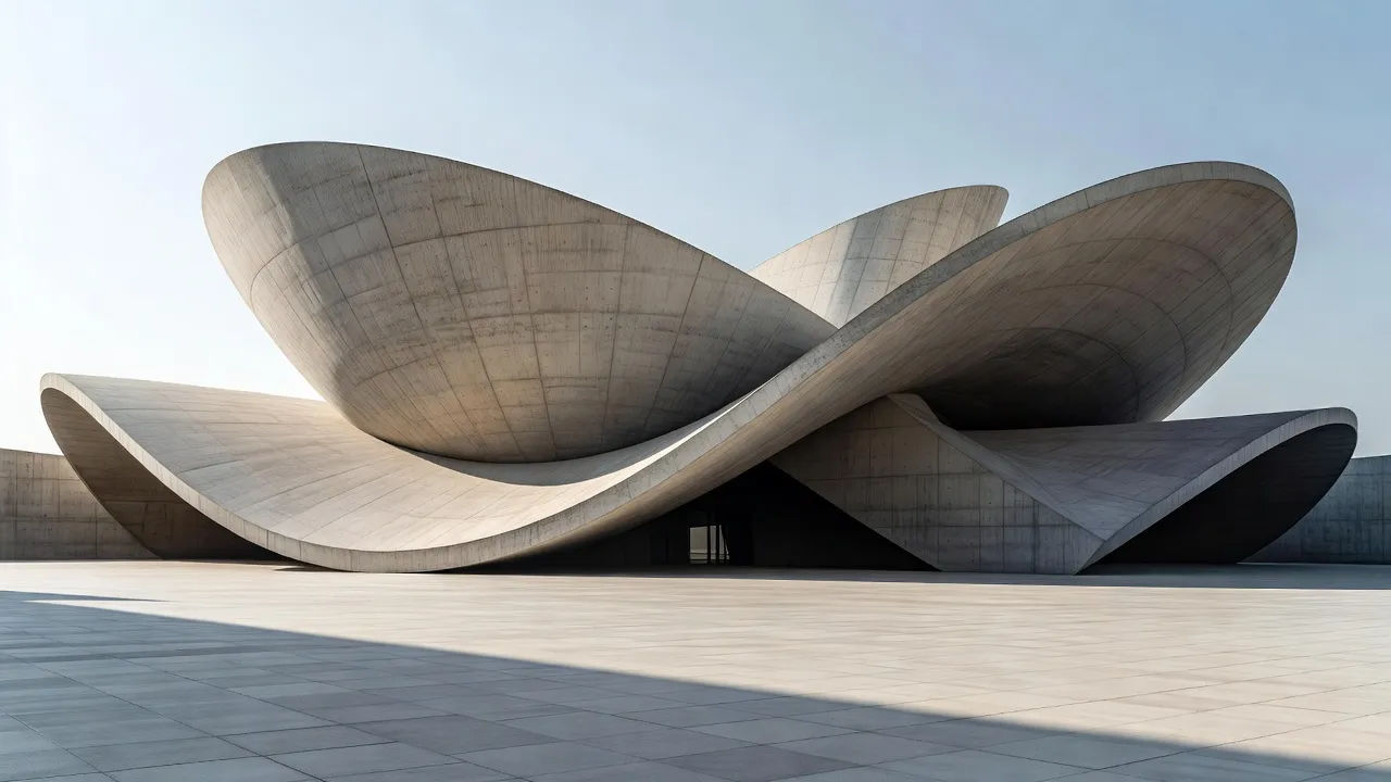 Shell-form concert hall exterior