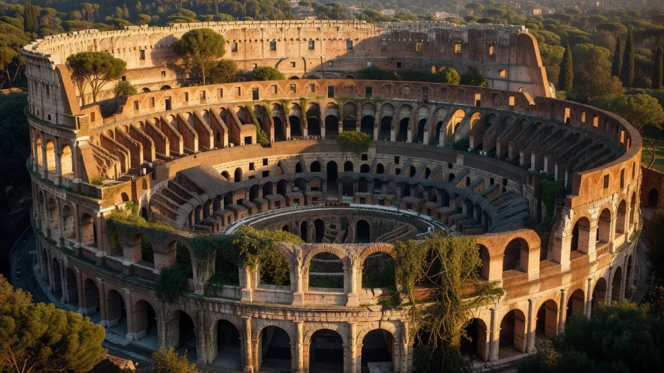 Overgrown colosseum panorama