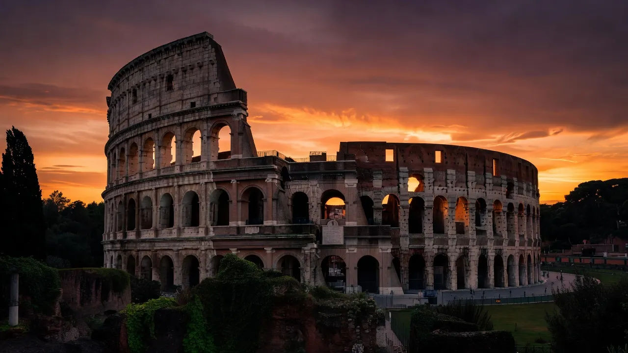 Sunset over the ruin