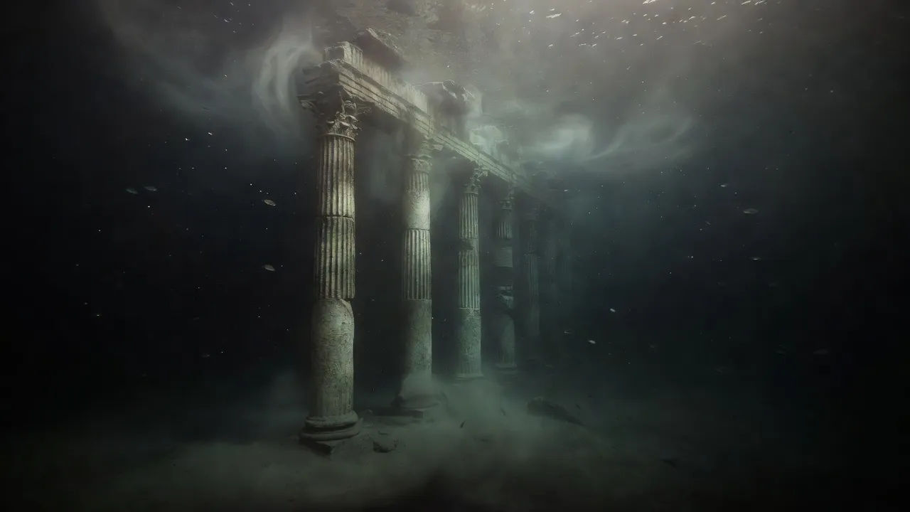 Flooded colonnade hall