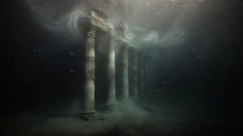 Flooded colonnade hall