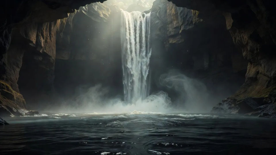 Waterfall grotto chamber