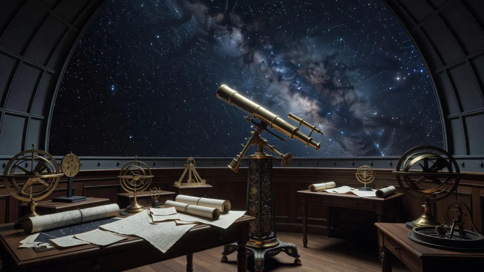 Observatory under stars