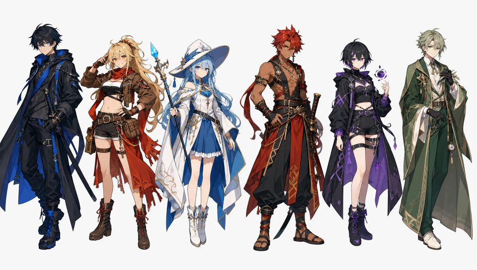 Group lineup of the main cast