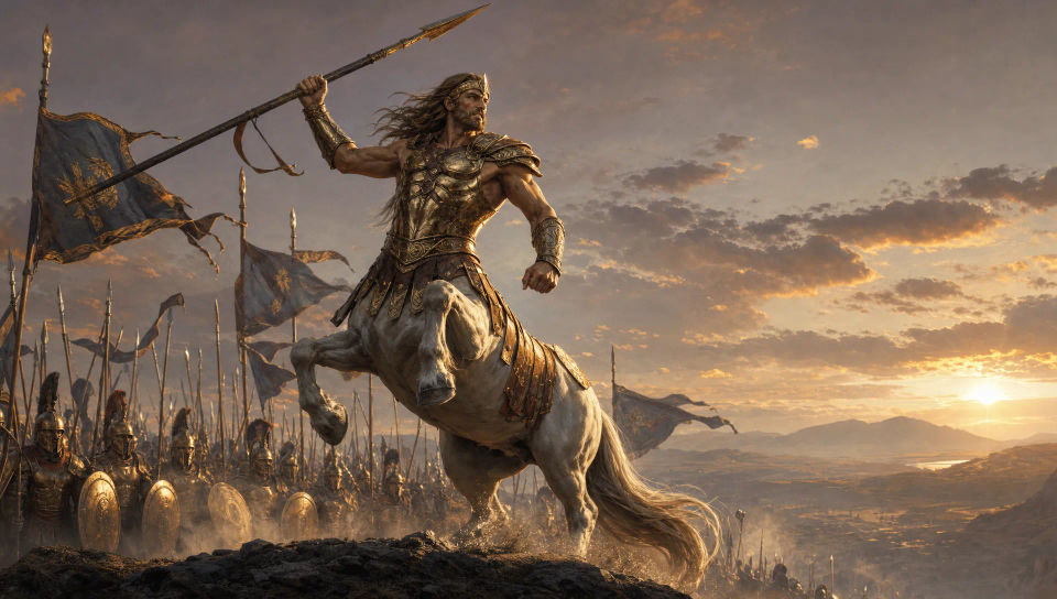 Warrior centaur on a battlefield