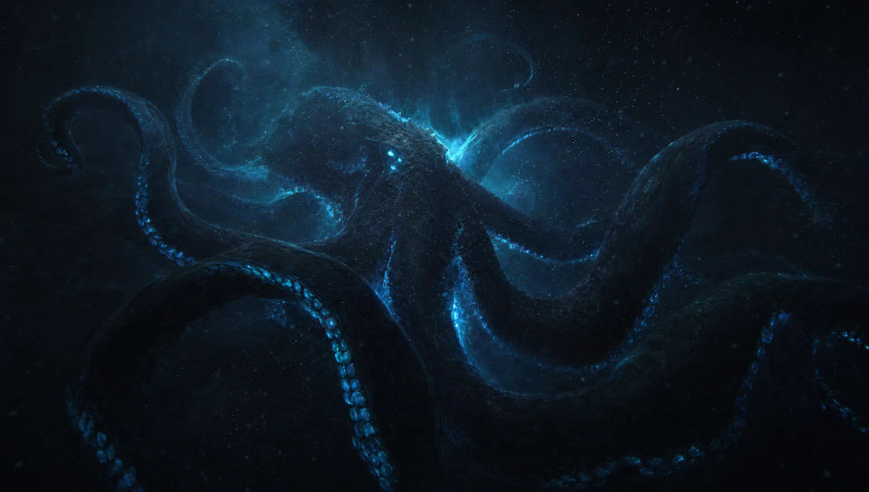 Kraken rising in the deep abyss